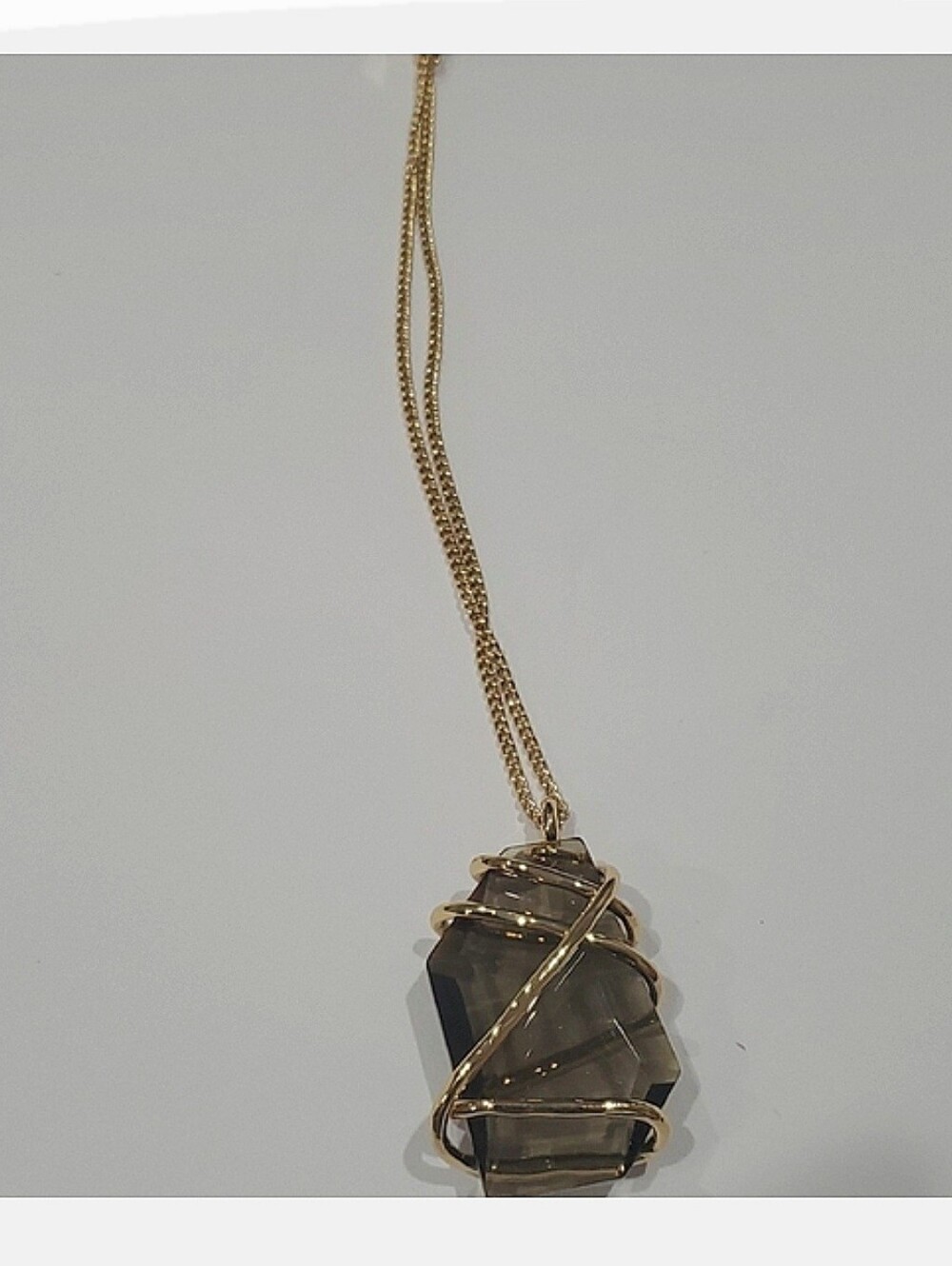 Robert Lee Morris Gold Wire Wrapped Sculptural smoke Stone‎ Pendant Necklace new